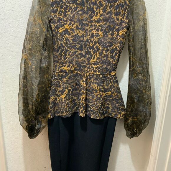 New Chiara Boni La Petite Robe Hasana Sheer-Sleeve Peplum Dress 6/40 Italy $750 - Picture 9 of 14